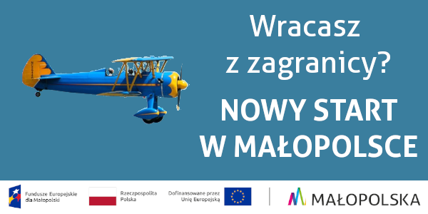 Grafika informująca o projekcie Nowy Start w Małopolsce z EURESem